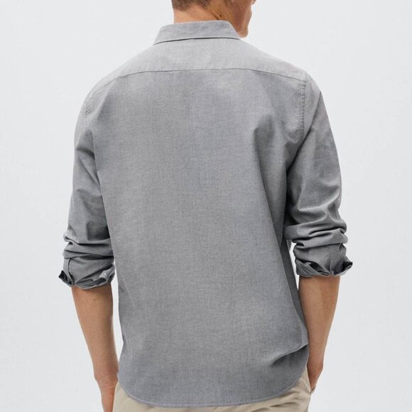 New MANGO Men's Regular Fit Cotton Shirt Blue - Picture 4 of 6